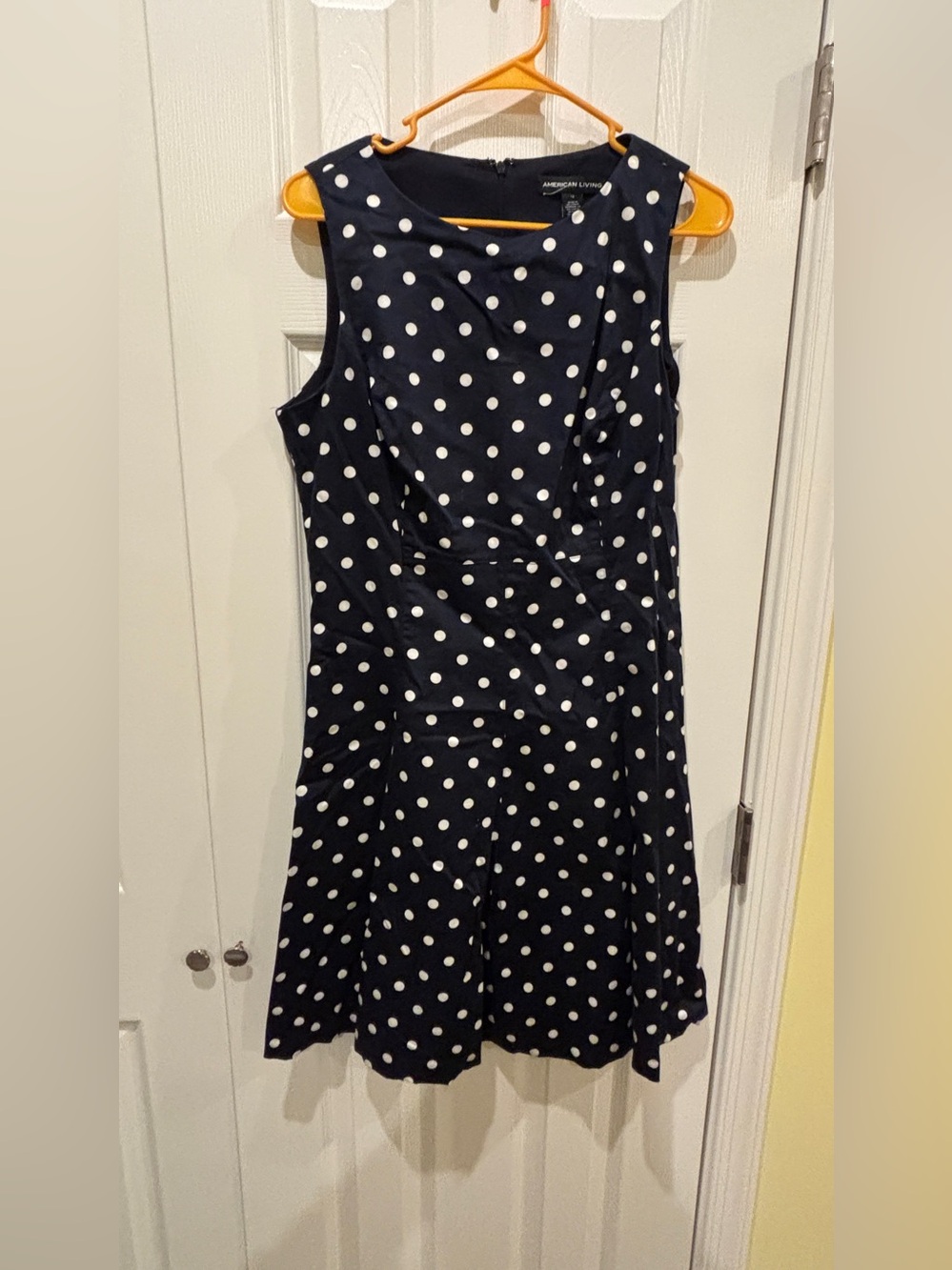 American Living Navy and White Polka Dot Dress